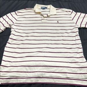 Polo by Ralph Lauren Cream and Red Striped Polo Shirt